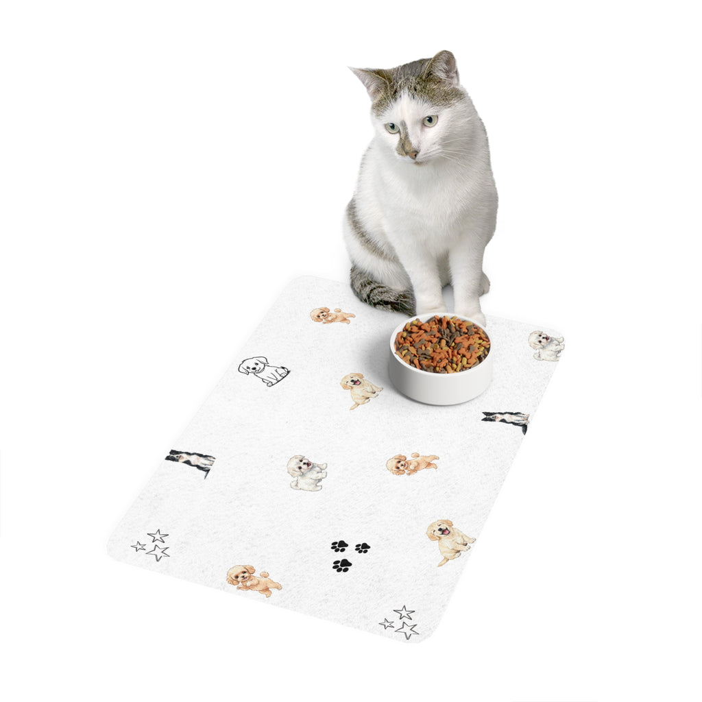 Cute Puppy Design Pet Food Mat