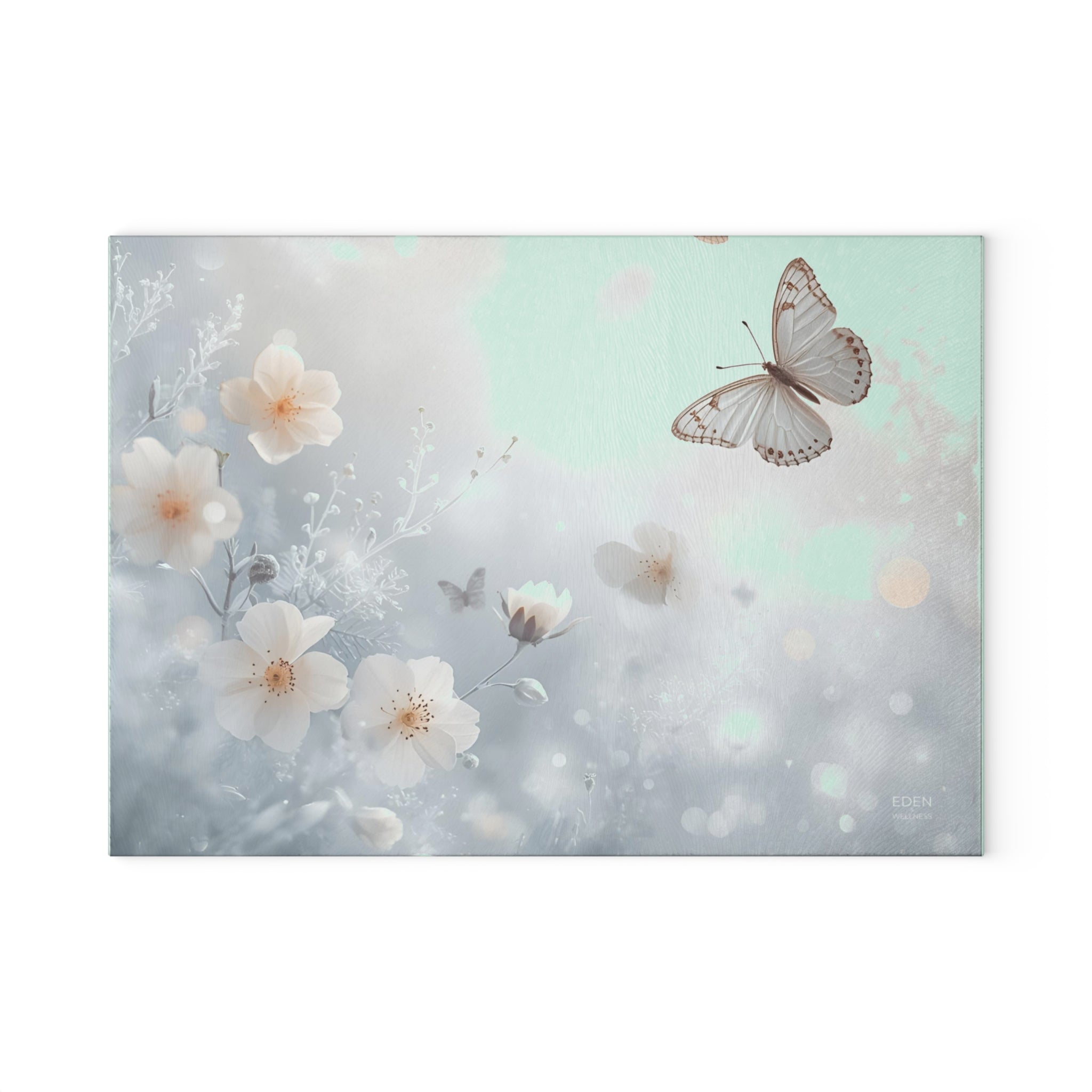 Elegant Floral & Butterfly Glass Cutting Board | Beautiful Kitchen Decor, Unique Gift for Bakers, Housewarming, Wedding, or Mother’s Day