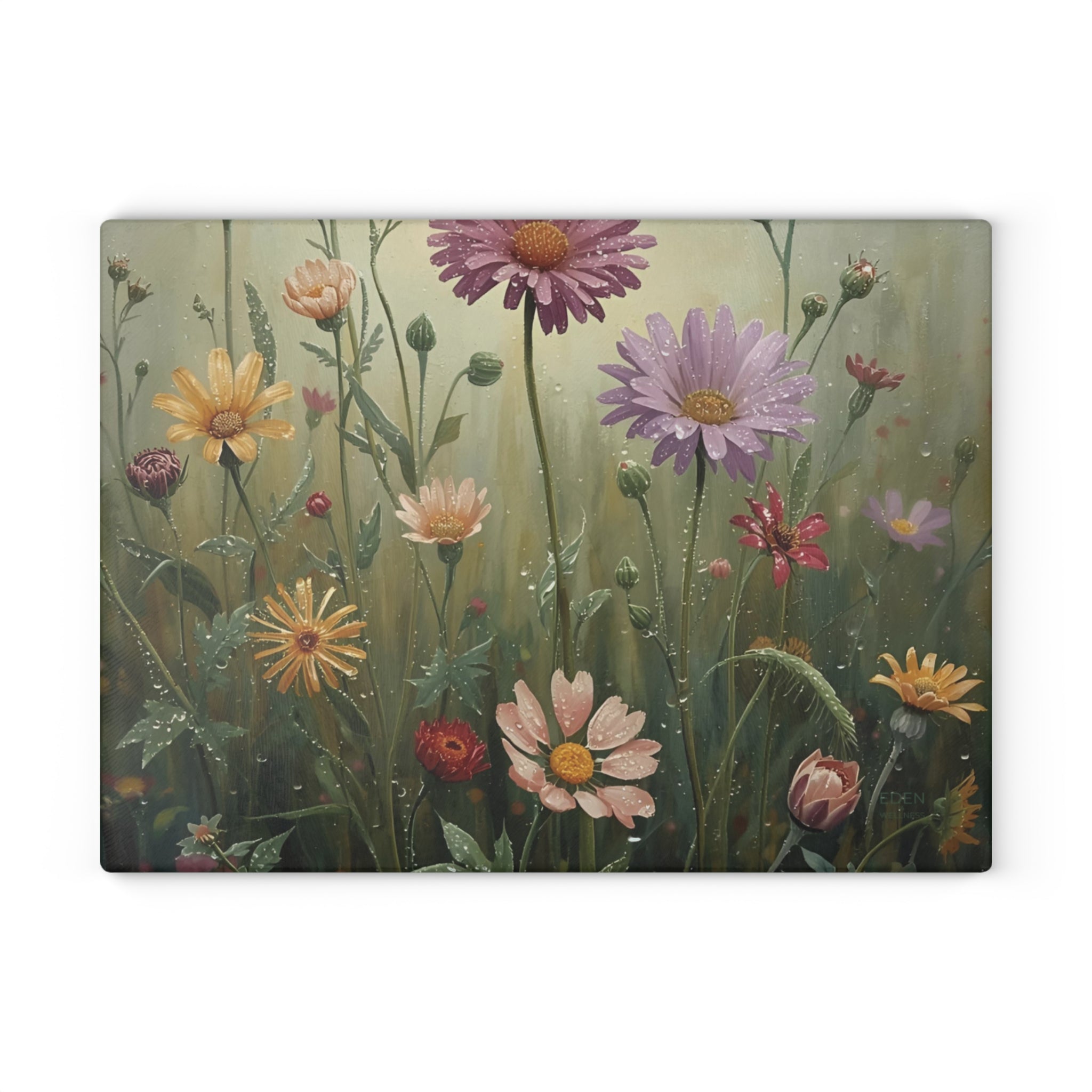 Floral Glass Cutting Board - Kitchen Decor, Gift for Her, Housewarming, Wedding Gift, Floral Art
