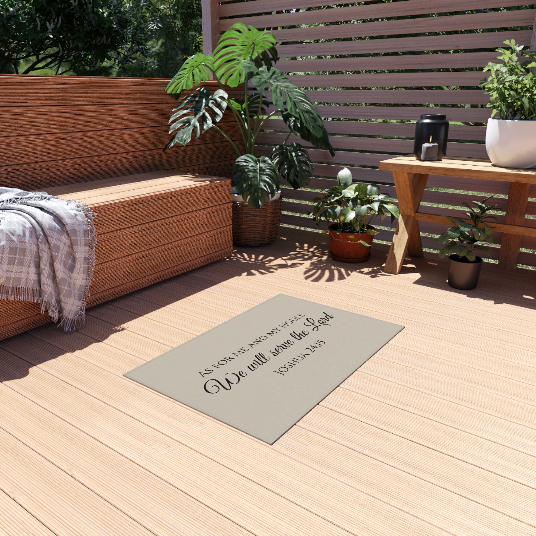Faith-Inspired Outdoor Rug with Inspirational Quote