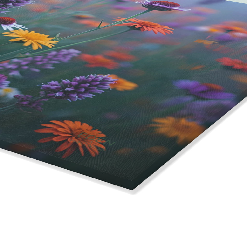 Floral Glass Cutting Board, Kitchen Decor, Gift for Cooks, Unique Serving Platter, Home & Garden, Housewarming Present
