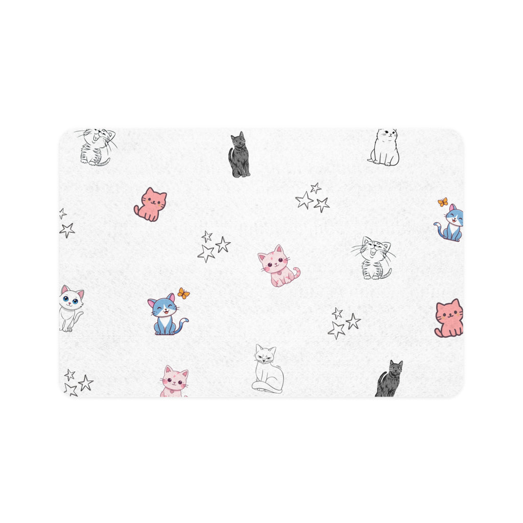 Cute Cat Pattern Pet Food Mat (12x18) — Non-Slip Feeding Placemat for Cats & Small Dogs