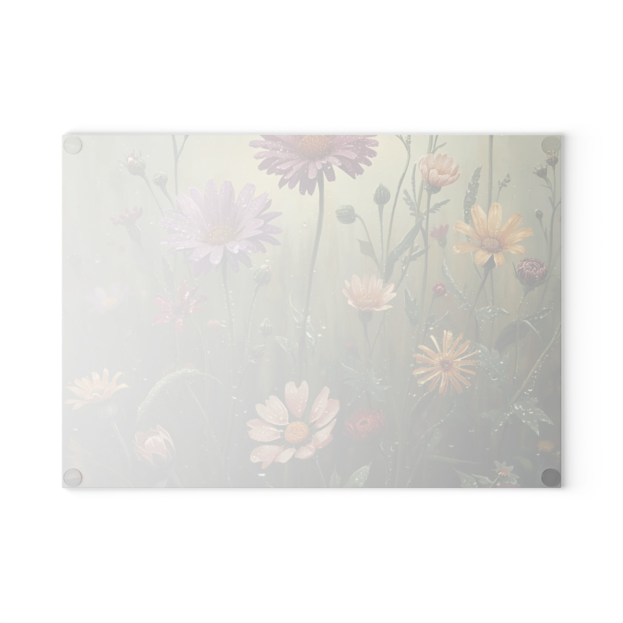 Floral Glass Cutting Board - Kitchen Decor, Gift for Her, Housewarming, Wedding Gift, Floral Art
