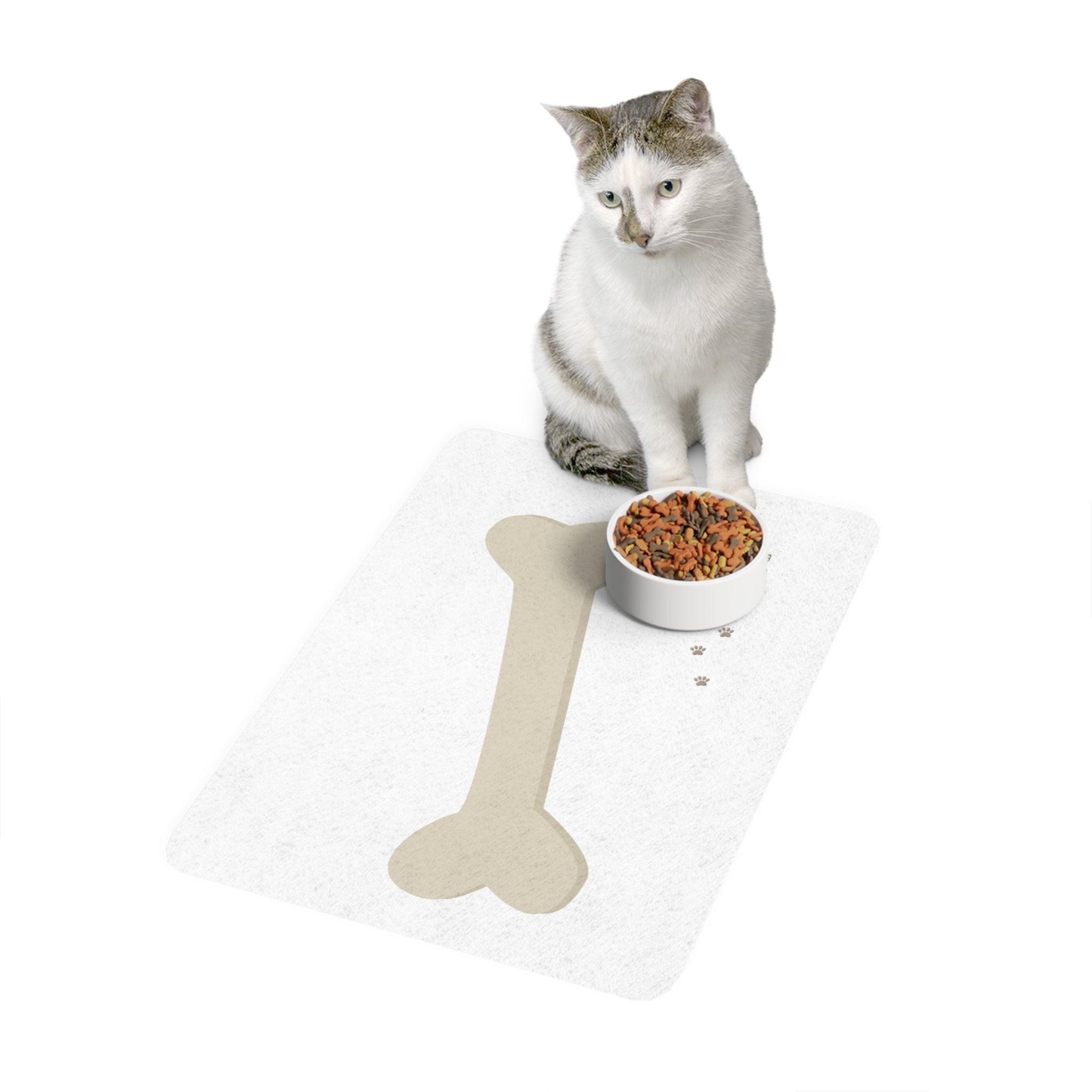 Pet Food Mat with Bone Design - 12x18 Waterproof Dog Feeding Mat