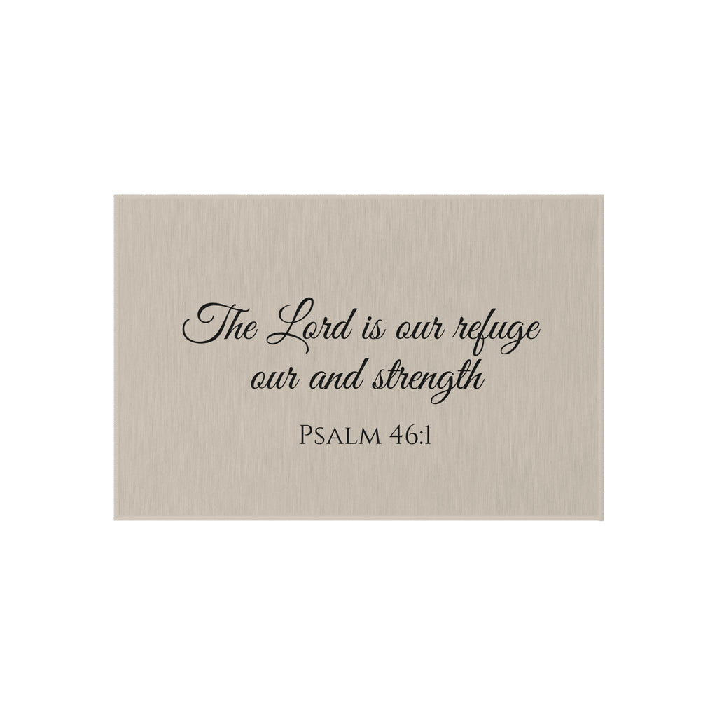 Inspirational Outdoor Rug – 'The Lord is our refuge' Decor