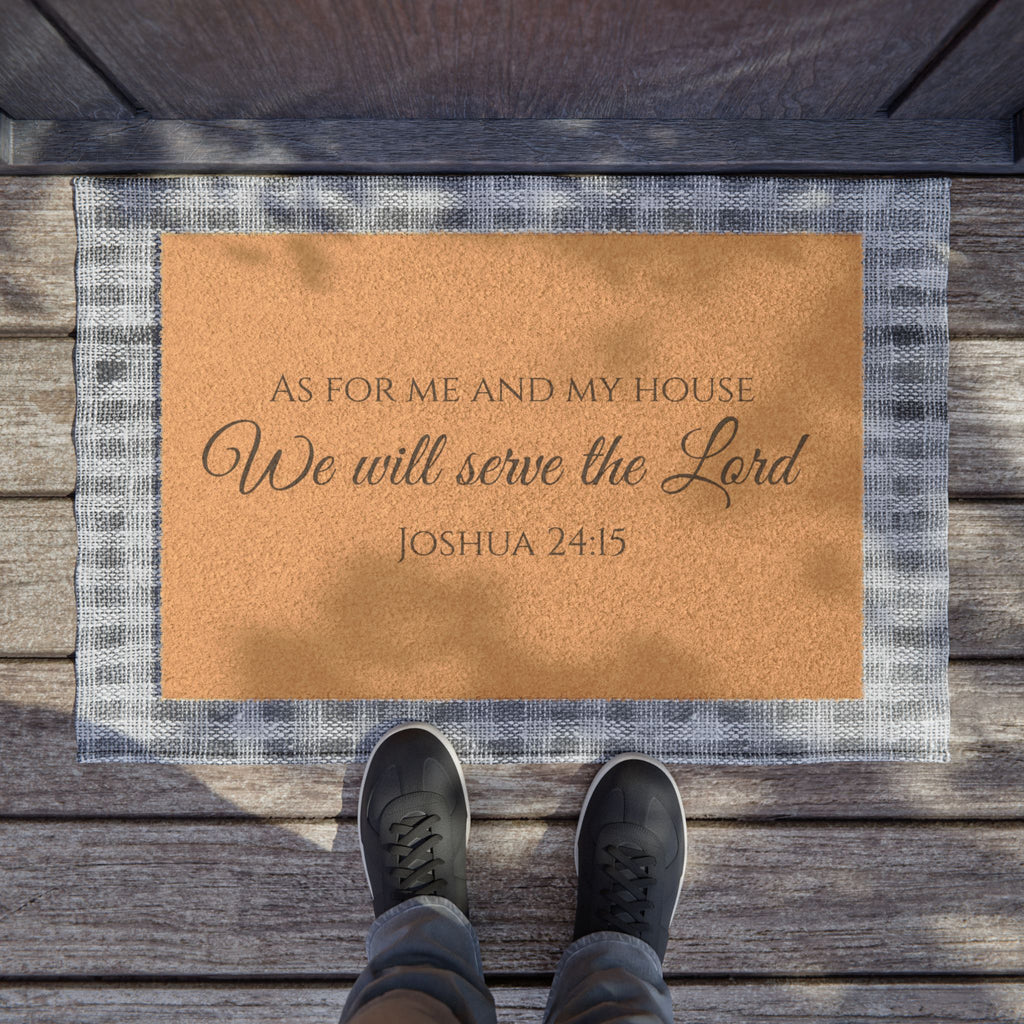 Inspirational Bible Verse Doormat | "As for Me and My House, We Will Serve the Lord"