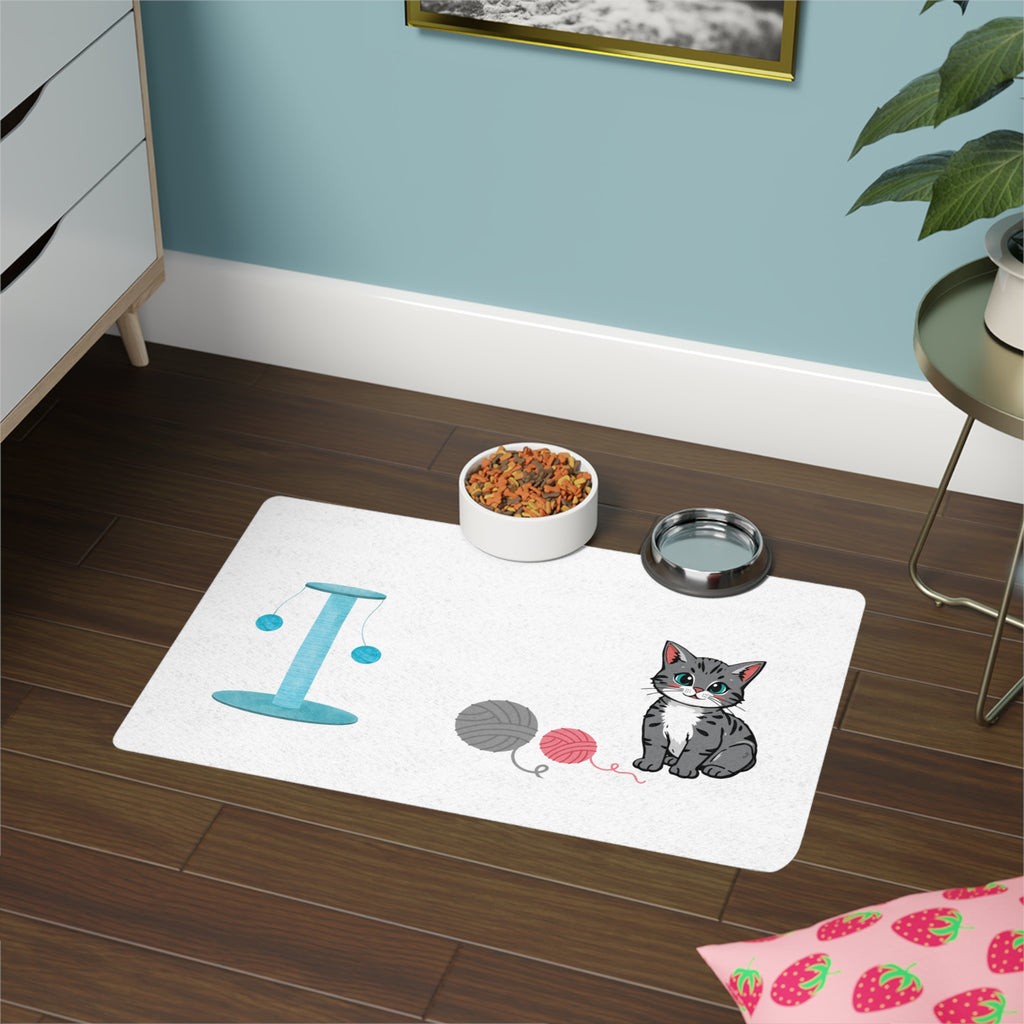 Cute Cat Food Mat with Playful Design