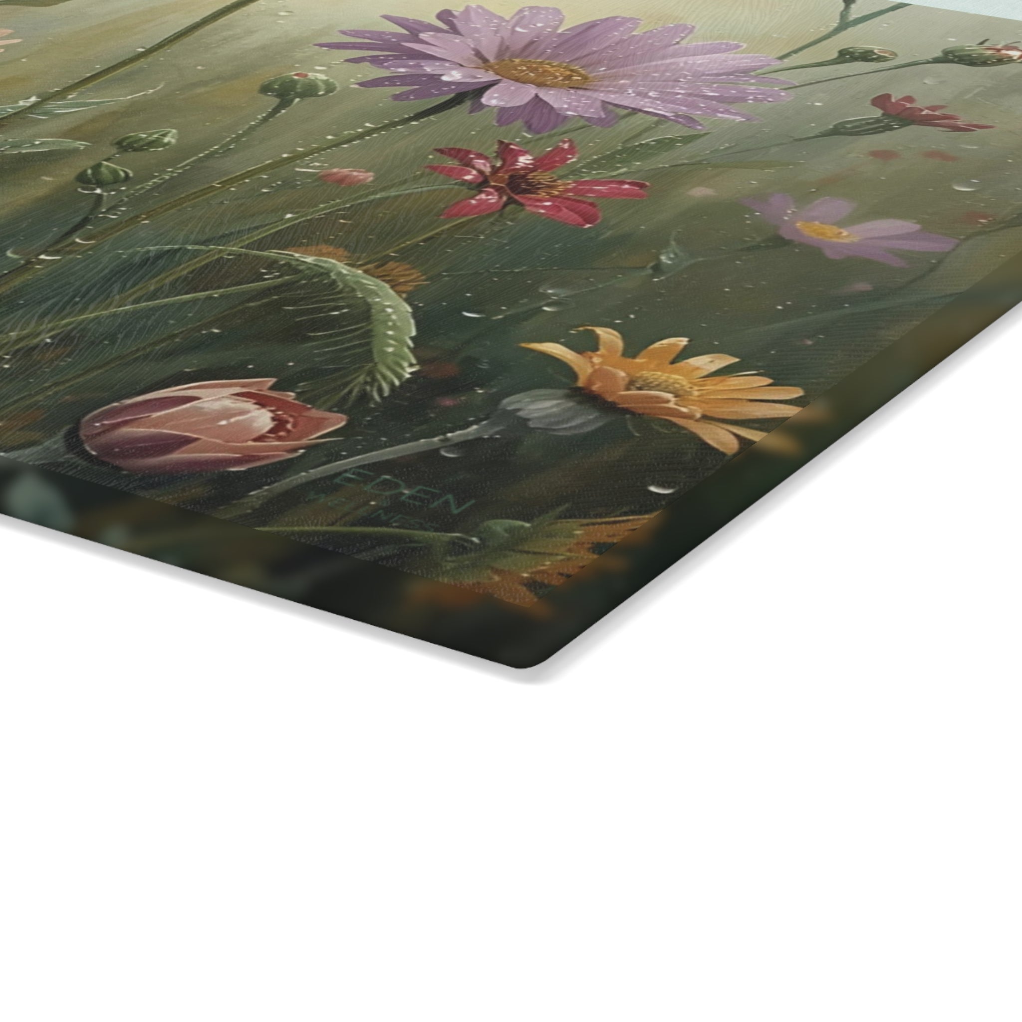 Floral Glass Cutting Board - Kitchen Decor, Gift for Her, Housewarming, Wedding Gift, Floral Art