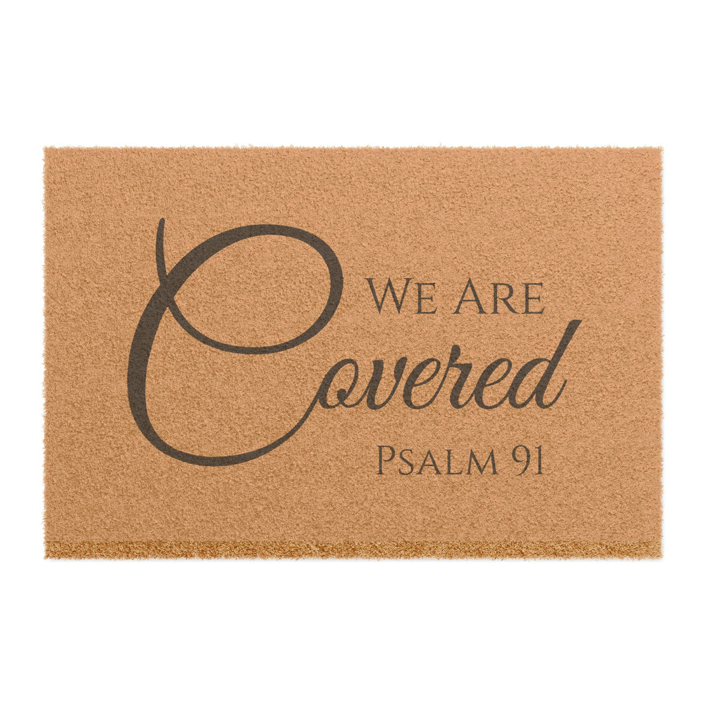 Inspirational Psalm Doormat - "We Are Covered" Entryway Mat
