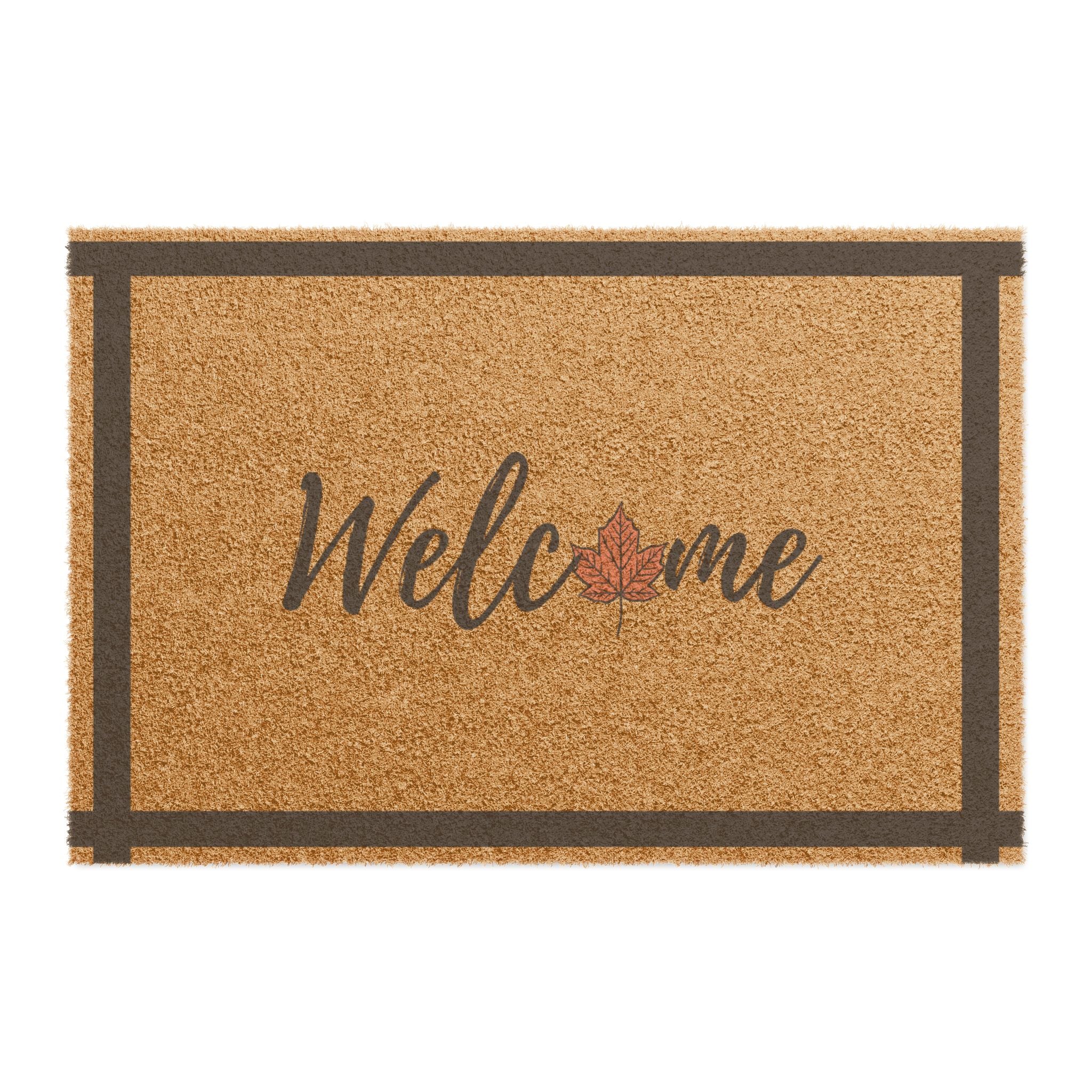 Autumn Leaf "Welcome" Doormat — Rustic Fall Entryway Mat