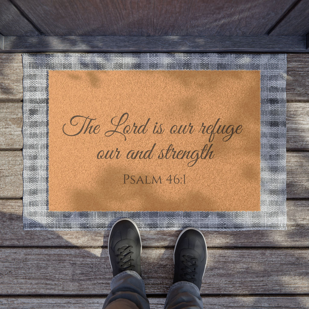 Inspirational Doormat - "The Lord is Our Refuge" - Scripture Welcome Mat