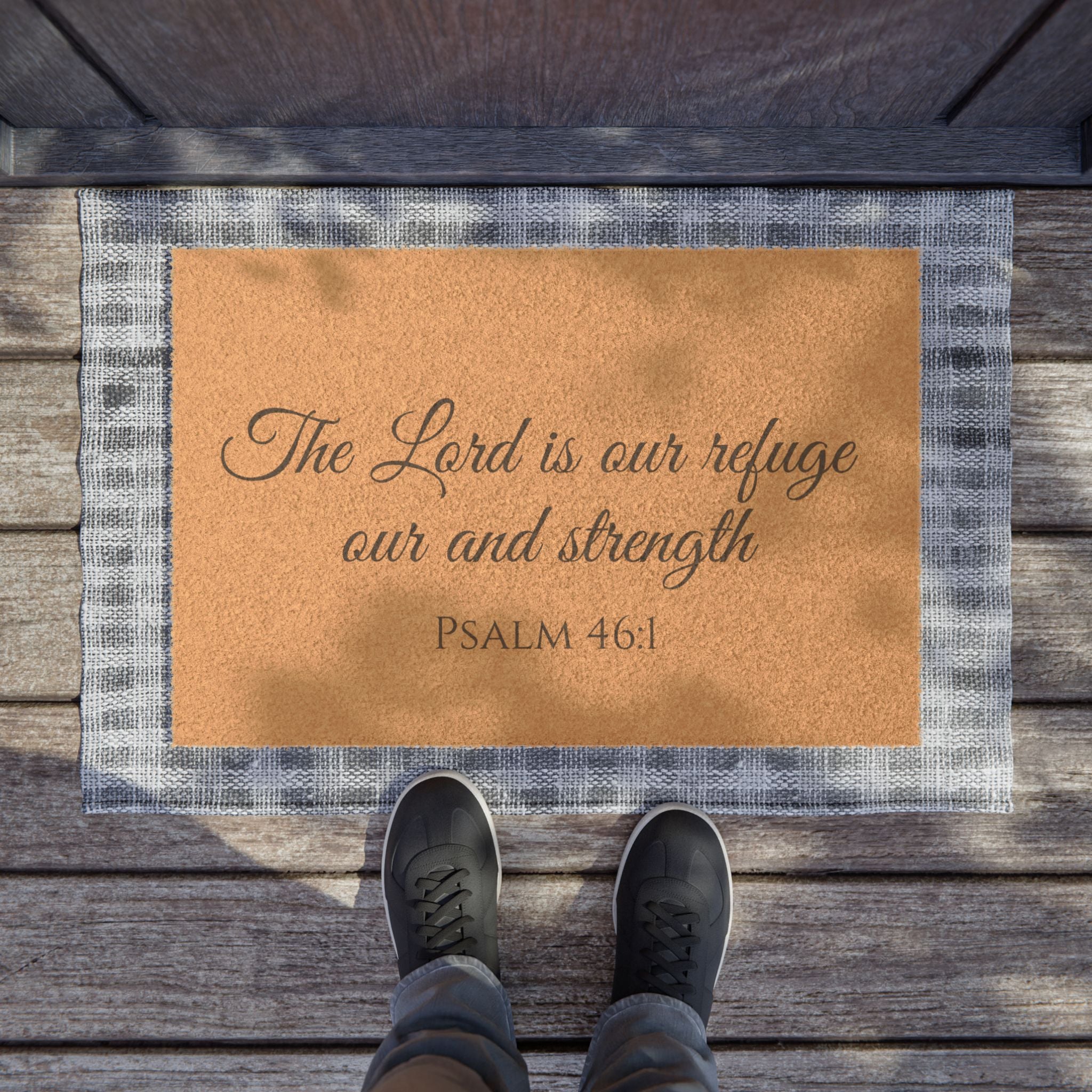 Inspirational Doormat - "The Lord is Our Refuge" - Scripture Welcome Mat