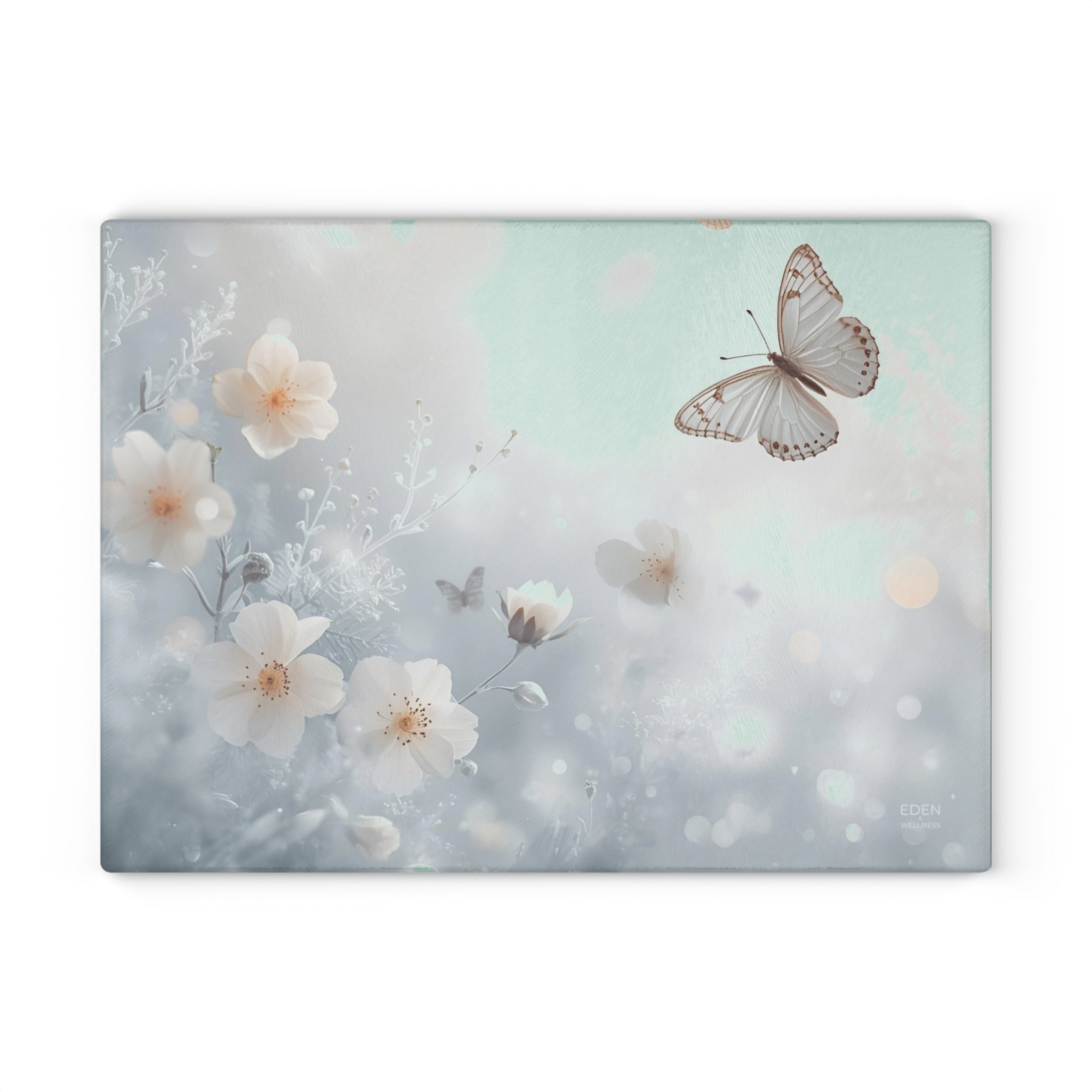 Elegant Floral & Butterfly Glass Cutting Board | Beautiful Kitchen Decor, Unique Gift for Bakers, Housewarming, Wedding, or Mother’s Day