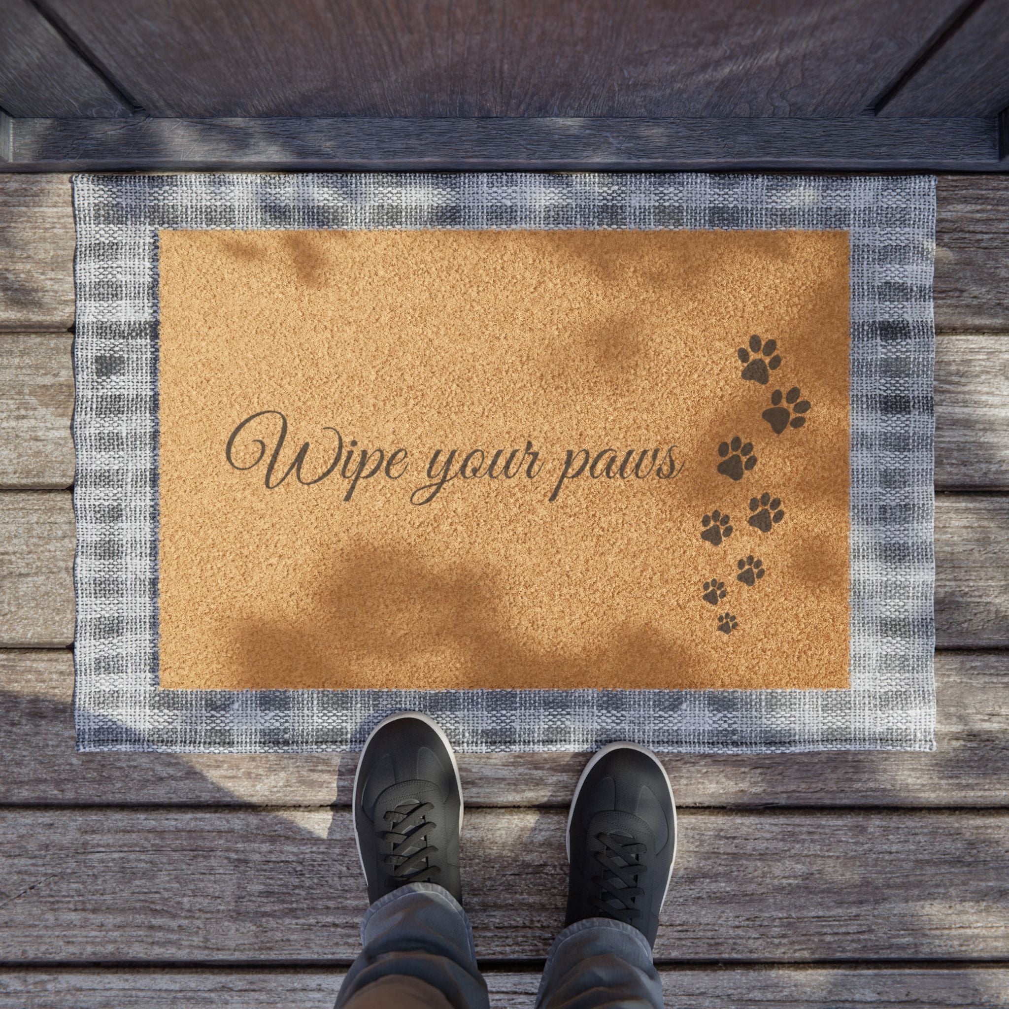 Doormat — "Wipe Your Paws" Paw Print Welcome Mat