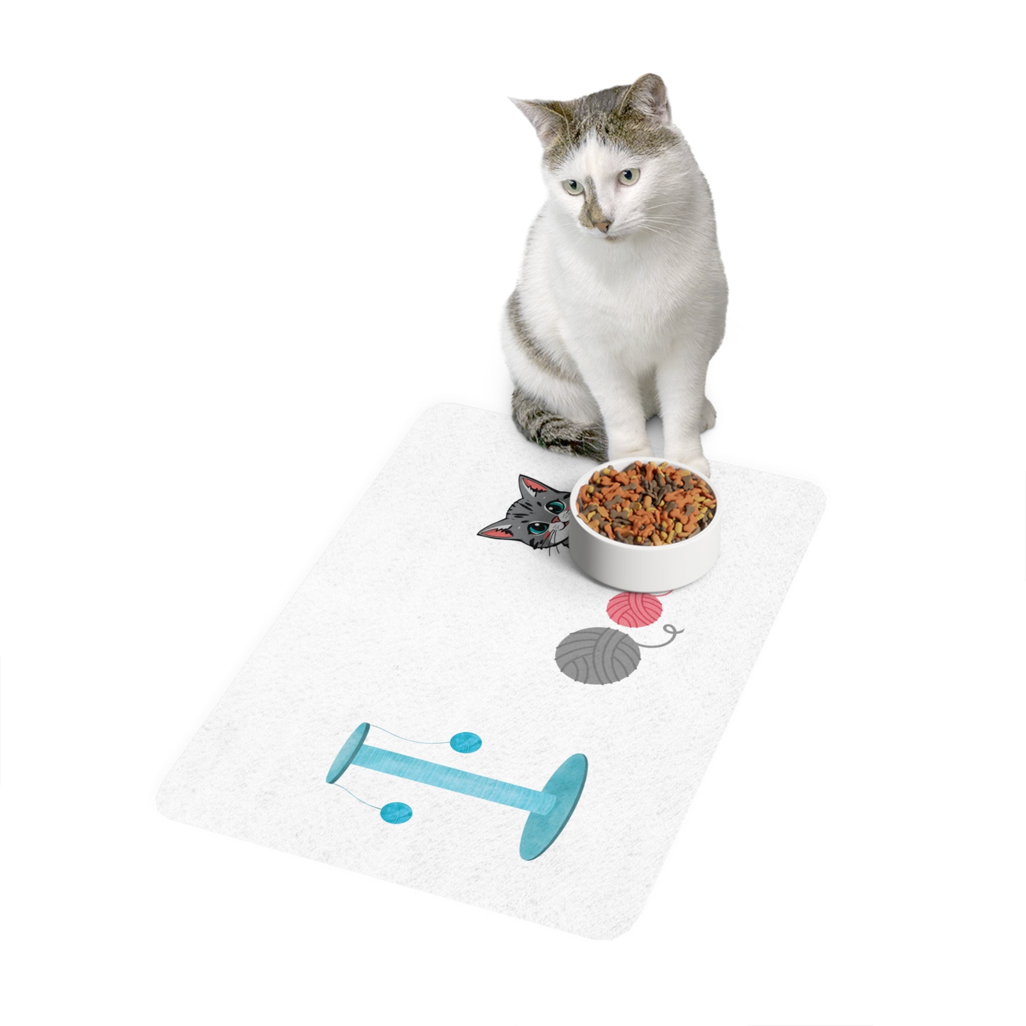 Cute Cat Food Mat with Playful Design