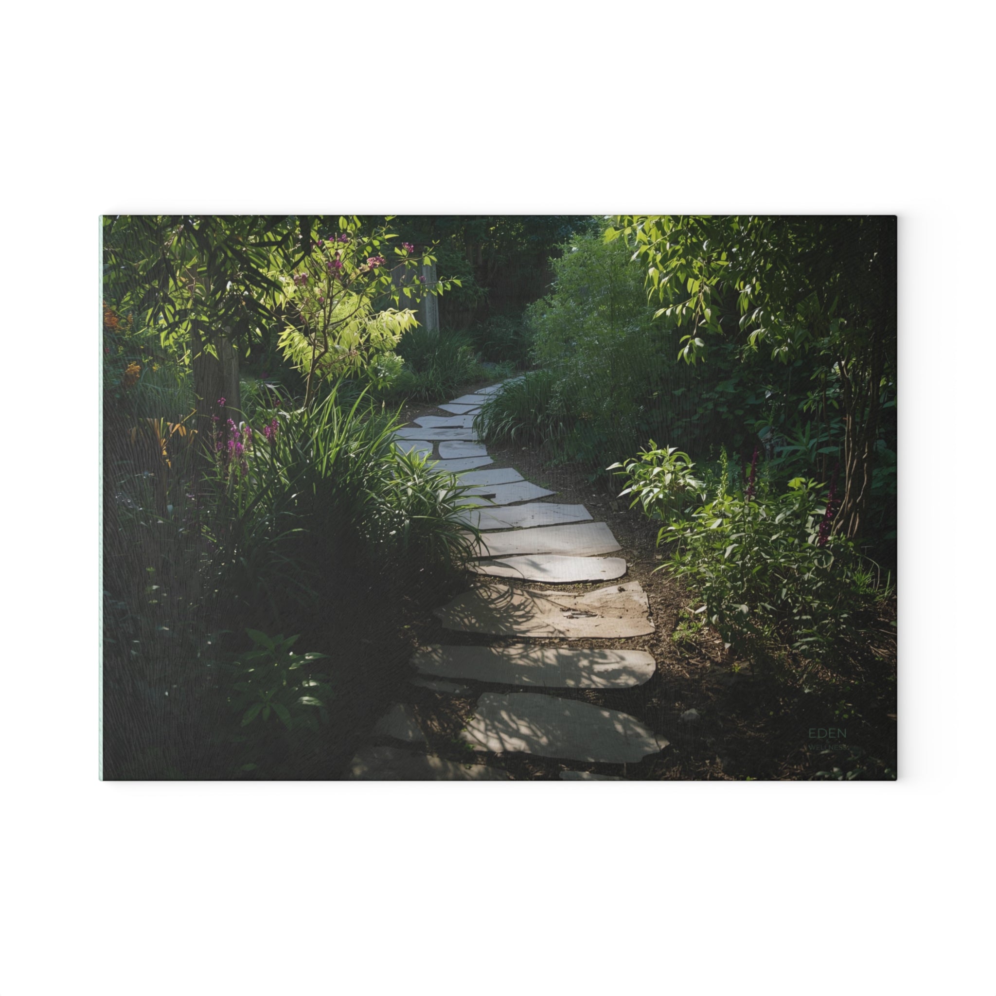 Elegant Garden Path Glass Cutting Board, Kitchen Decor, Gift for Garden Lovers, Housewarming Present, Unique Kitchenware
