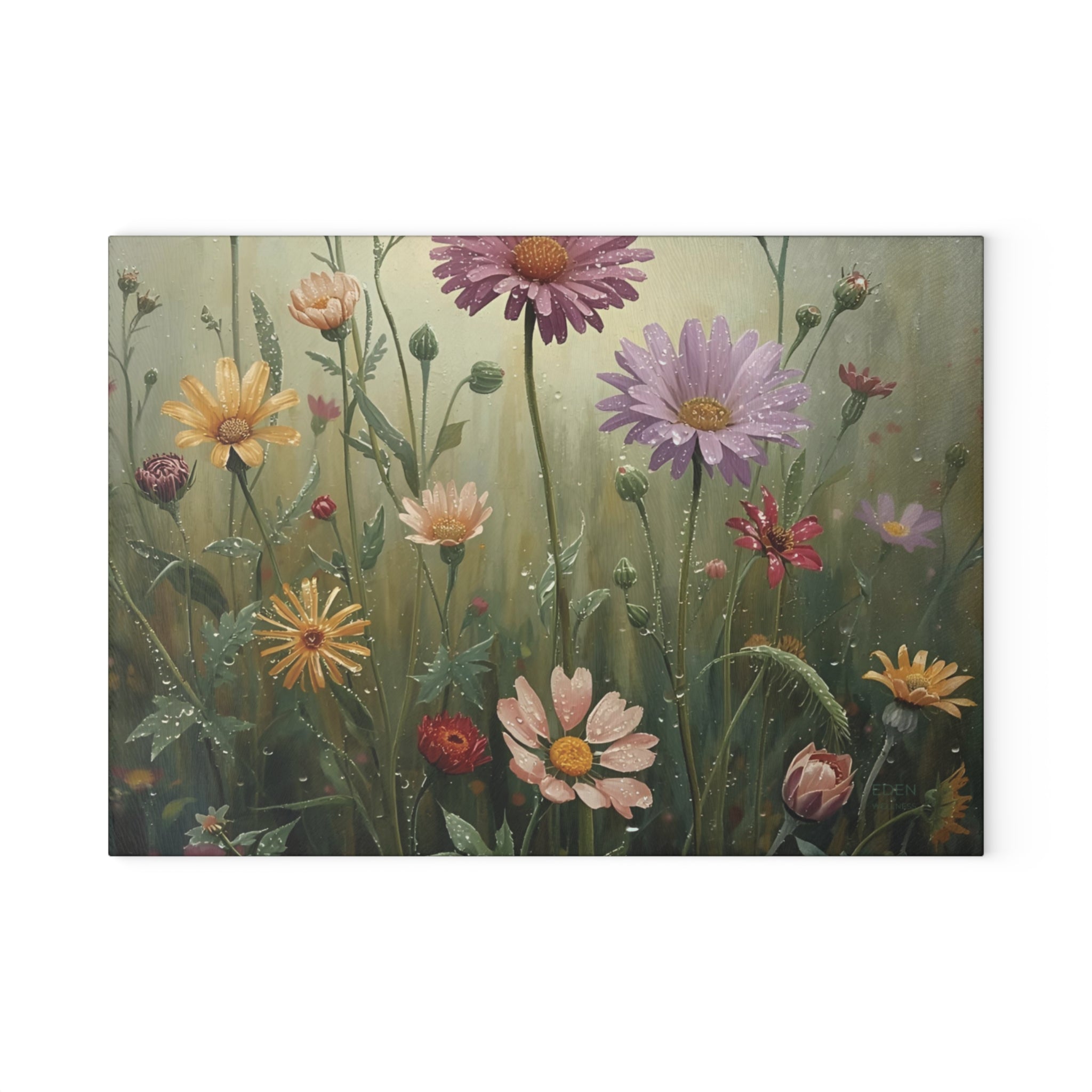 Floral Glass Cutting Board - Kitchen Decor, Gift for Her, Housewarming, Wedding Gift, Floral Art