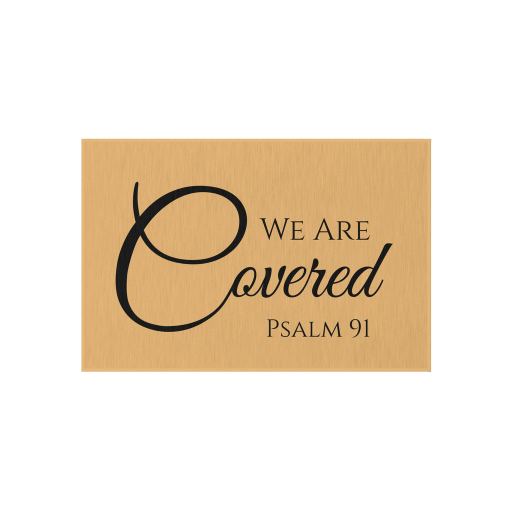 Inspirational Outdoor Rug - We Are Covered (Psalm 91)
