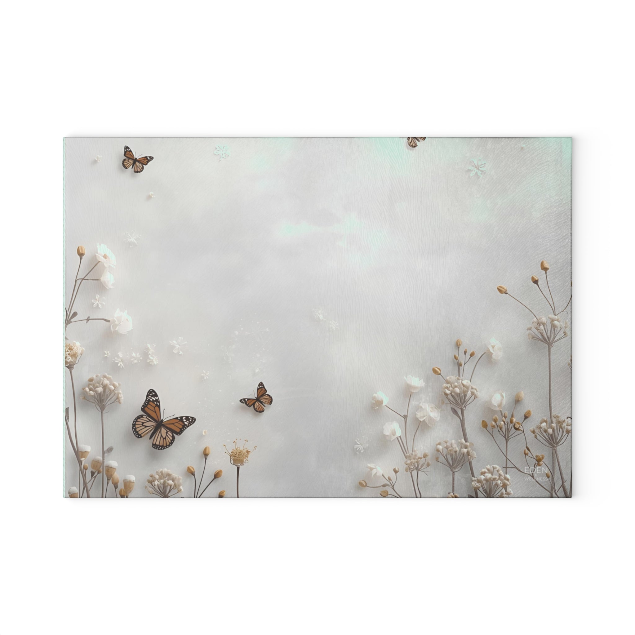 Butterfly Garden Glass Cutting Board, Kitchen Decor, Chic Gift for Home Chefs, Elegant Serving Tray, Modern Cooking Essentials